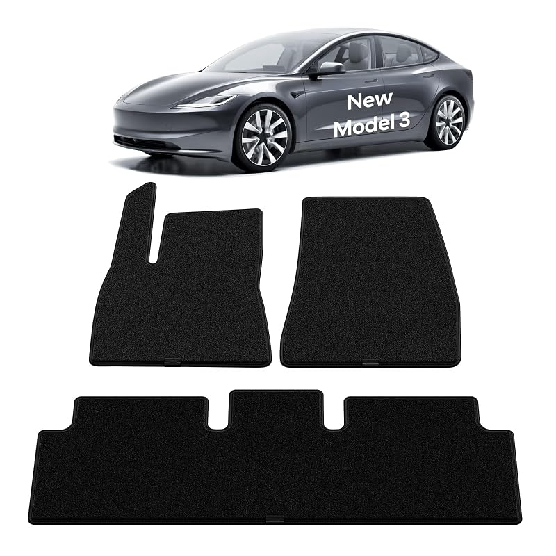 Tapetes automotivos de nylon Wigoo para Tesla Model 3 Highland 2024–2026, Standard, Premium e Performance, kit com 3 peças