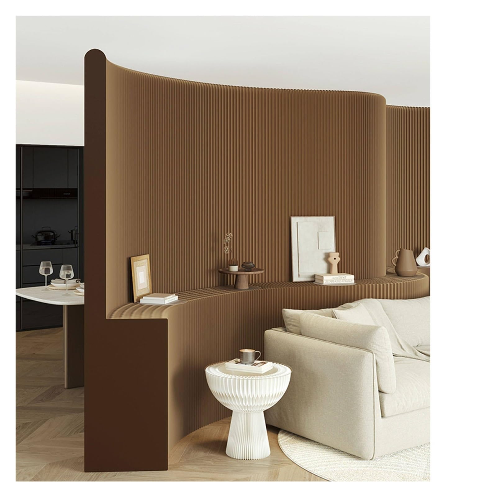 Paravent en papier pliable marron 150x48x400 cm pour séparation de pièce