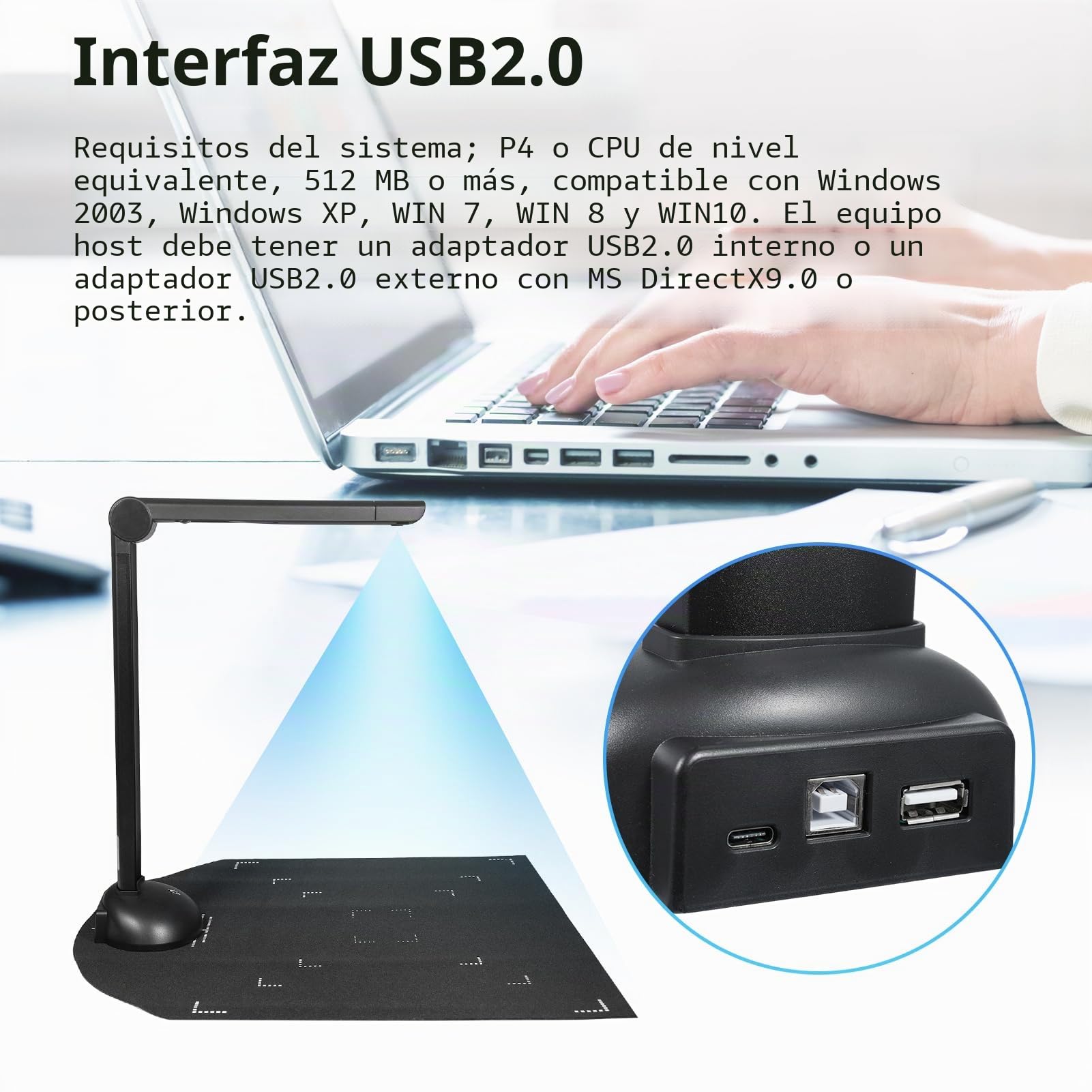Escáner de libros con cámara de documentos A3 A4 con luz de relleno LED HD 16 Mega-píxeles Soporte de escaneo de alta velocidad Software OCR multilingüe Puerto USB compatible con