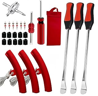 Ai-OUMLEEF Tire Spoon Lever, Tyre Mounting,Steel Tire Spoons Tool Set for Bike and Motorcycle, 3 Tire Spoons, 3 Rim Protec...