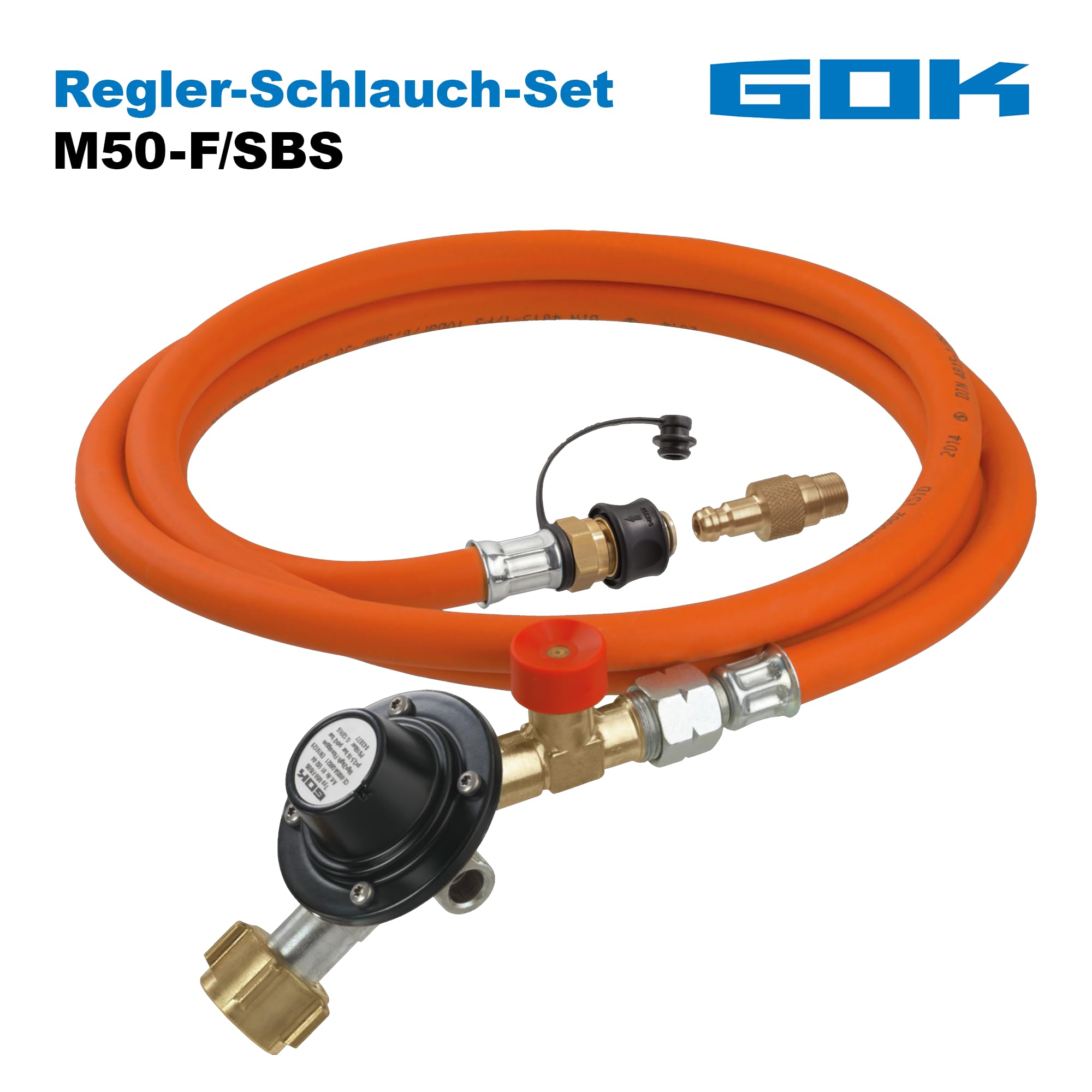 GOK Regler-Schlauch-Set M50-F/SBS, 1,20 Meter Regulierventil, 2kg/h