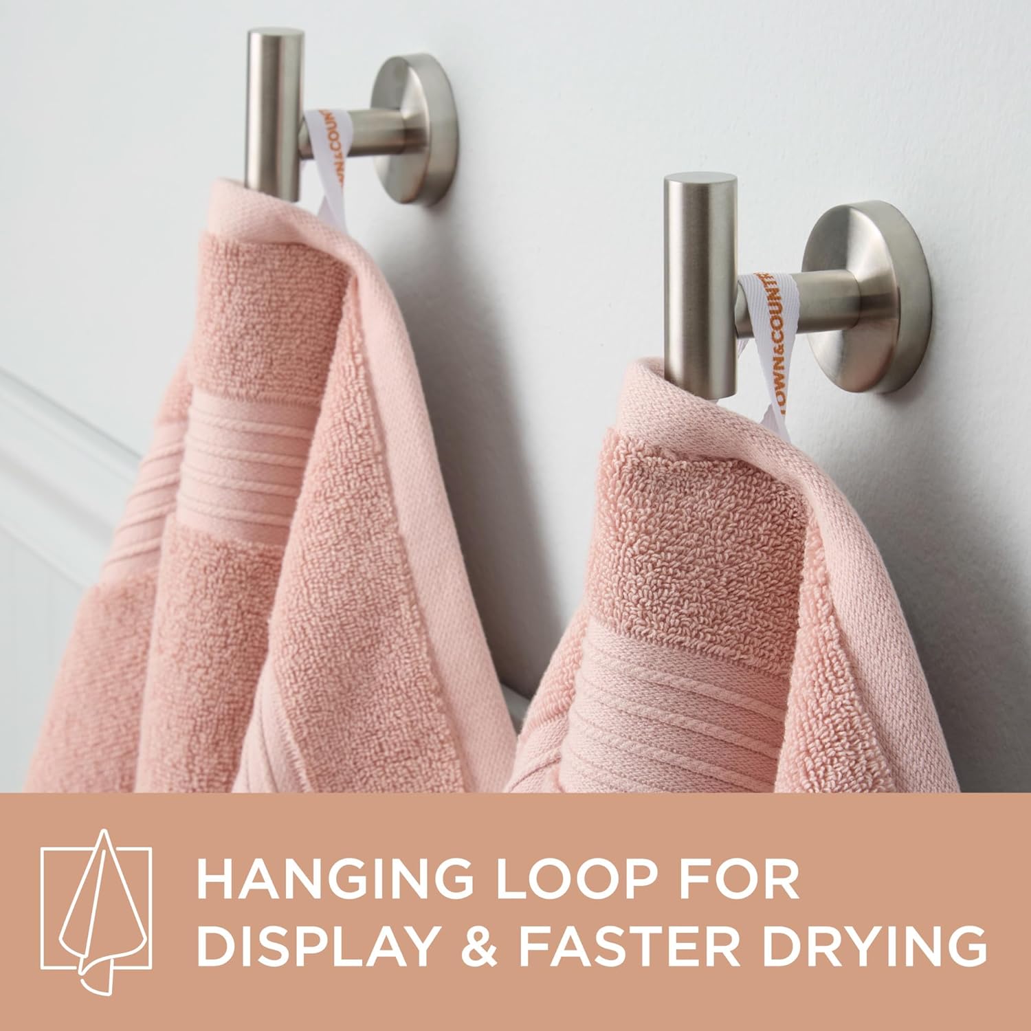 Town & Country Everyday 6-Piece Assorted Solid Dobby Border Set, 2-Bath Towels, 2-Hand Towels, 2-Washcloths, 100% Cotton, Plush & Absorbent 650GSM, Blush - Image 4