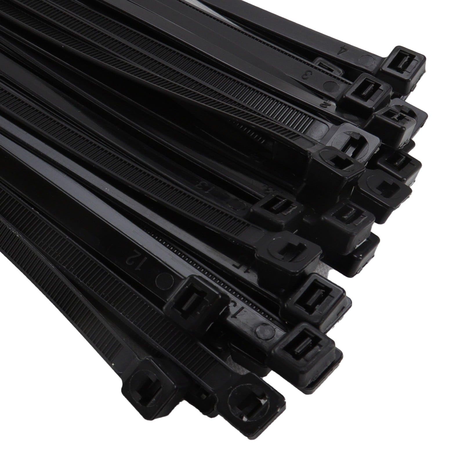 Entie Black Cable Ties 7.6Mm X 500Mm Nylon 66 Ul Approved [50 Pack]