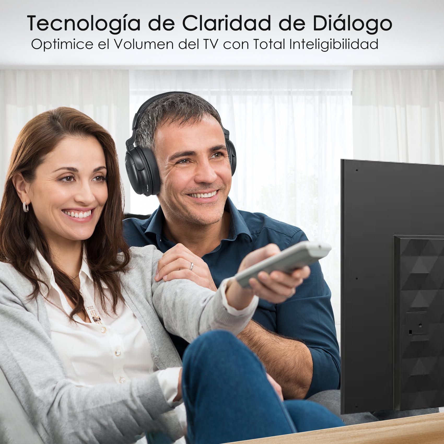 SIMOLIO Headphones TV Clear Dialogue Mode Black - Dettaglio