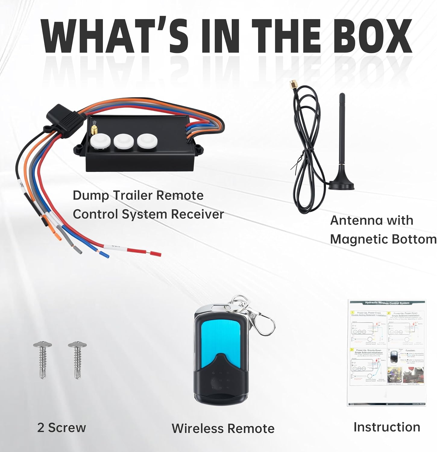 G3-H01 Wireless Dump Trailer Remote Control Kit, 12 Volt Hydraulic Pump Lift Winch Controller with 50-100ft Range, Low Voltage Protection, Easy Installation for Dump Trailers, Boat Lifts, Snow Plows.