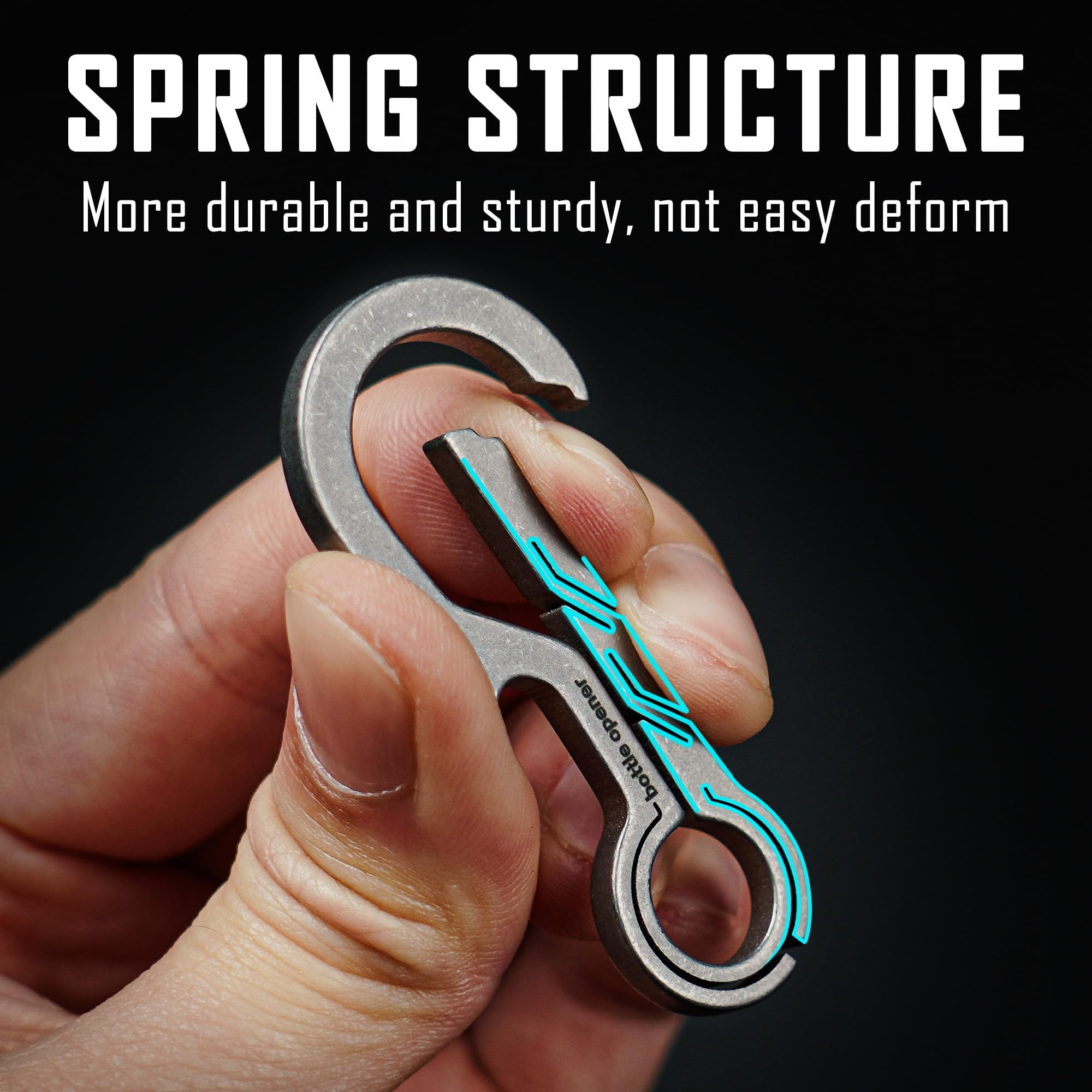KeyUnity KM01 Titanium Carabiner Keychain Clip Quick Release EDC Key Holder Organizer with Keyring, Km01m - Image 4