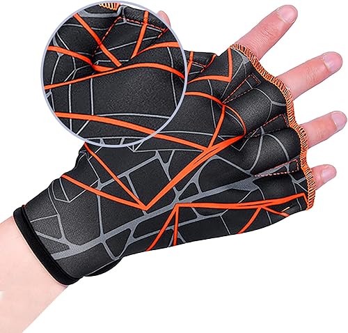 Miniatura 7 de Guantes de natación acuáticos, guantes de malla para natación, entrenamiento, fitness, resistencia al agua, aletas de mano con dedos y muñeca