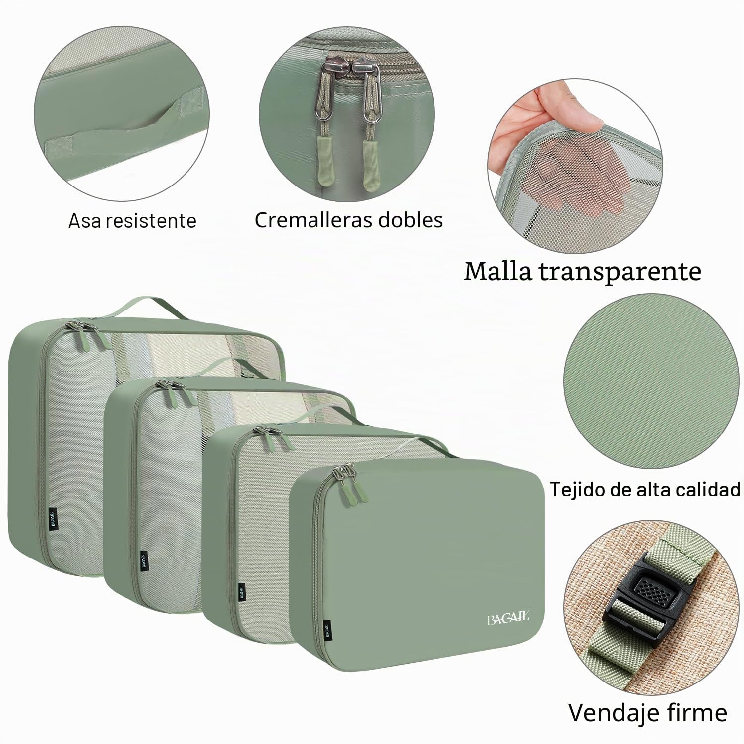 BAGAIL Cubos de Embalaje para Maleta, Juego de 8, Organizadores de Embalaje de Equipaje Ligeros, Cubos de Embalaje para Accesorios de Viaje