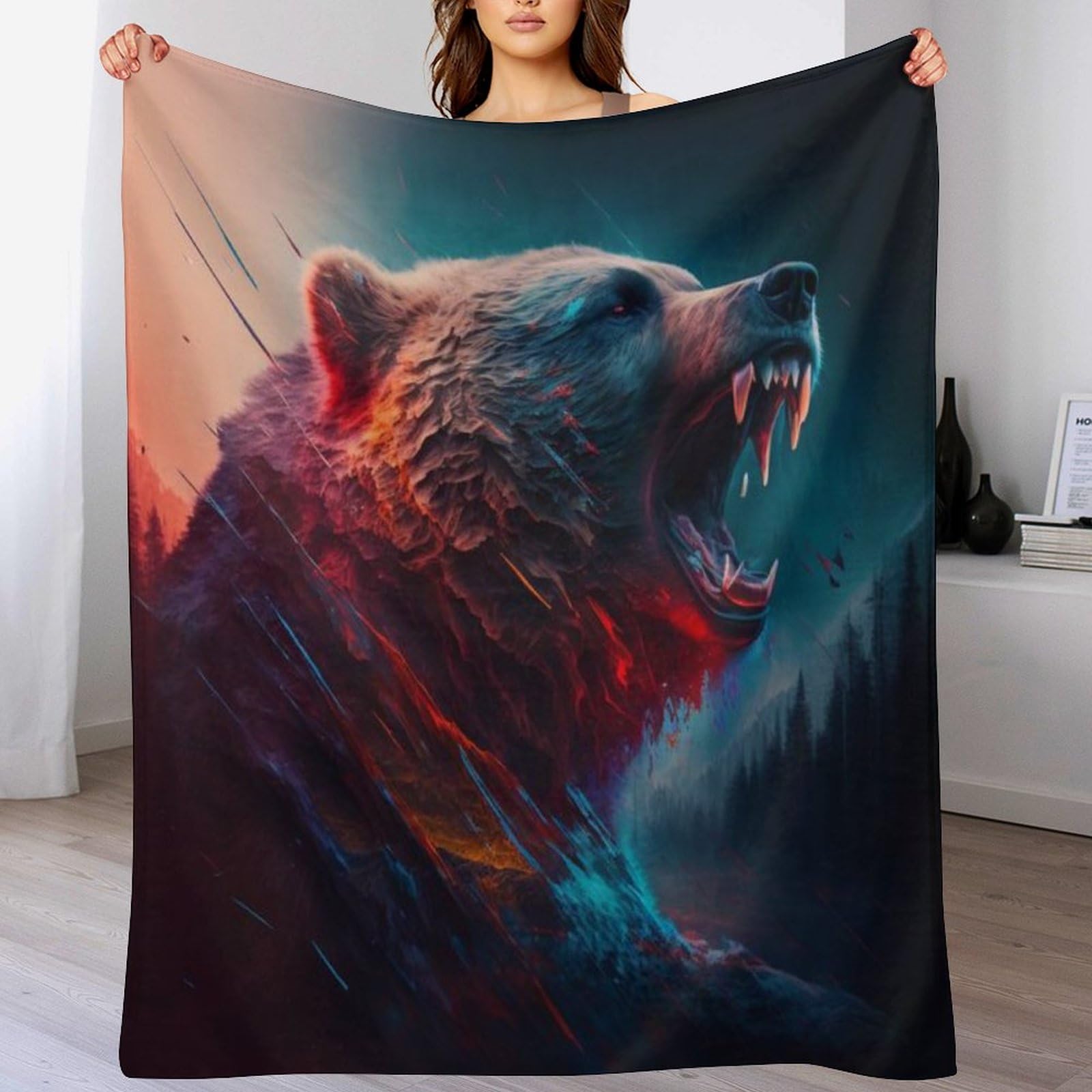 Couverture flannel ours contre le froid jeté chaud 180x200cm