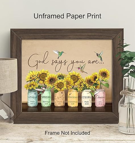 Miniatura 3 de Christian affirmation Wall Art LARGE 11x14 - Inspirational Bible Verse - Religious Decor for Women - positive Quote Scripture Wall Decor - Catholic