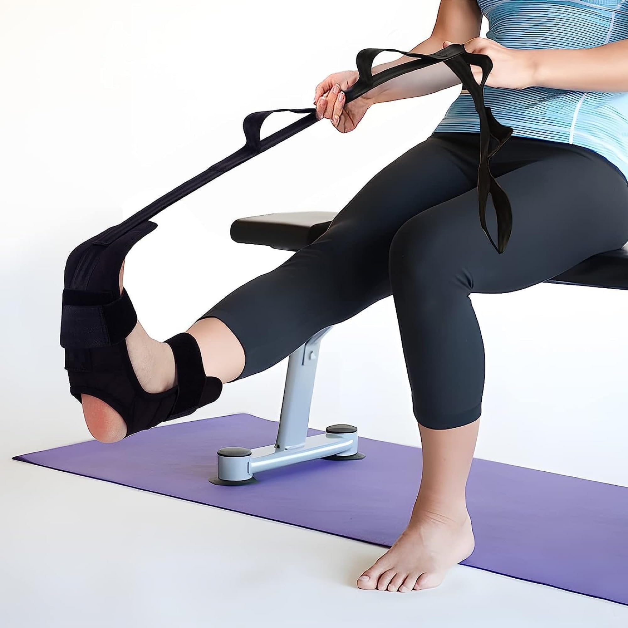 Foot Stretching Strap with Multiple Loops and Padded Foot Wrap for Leg and Foot Stretching-image-45