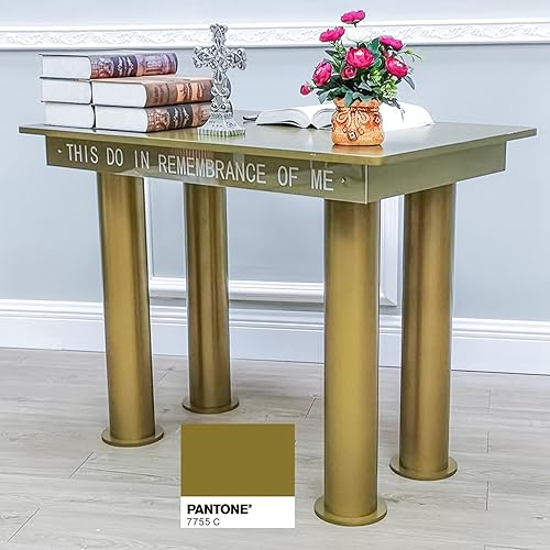 Miniatura 2 de FixtureDisplays 39.3 X 23.6 X 30 "Santuario de la Mesa de Comunión Sagrada de la Iglesia del MDF del color del oro 14308-nueva versión-NF