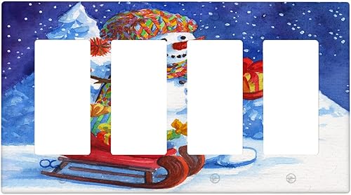 Miniatura 32 de Cubierta de interruptor de luz dúplex de 1 banda, cubierta decorativa de Navidad con copos de nieve rojos, placa frontal decorativa para cocina