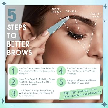Mudder 12 Pcs Eyebrow Tweezers Set for Facial Hair in Bulk