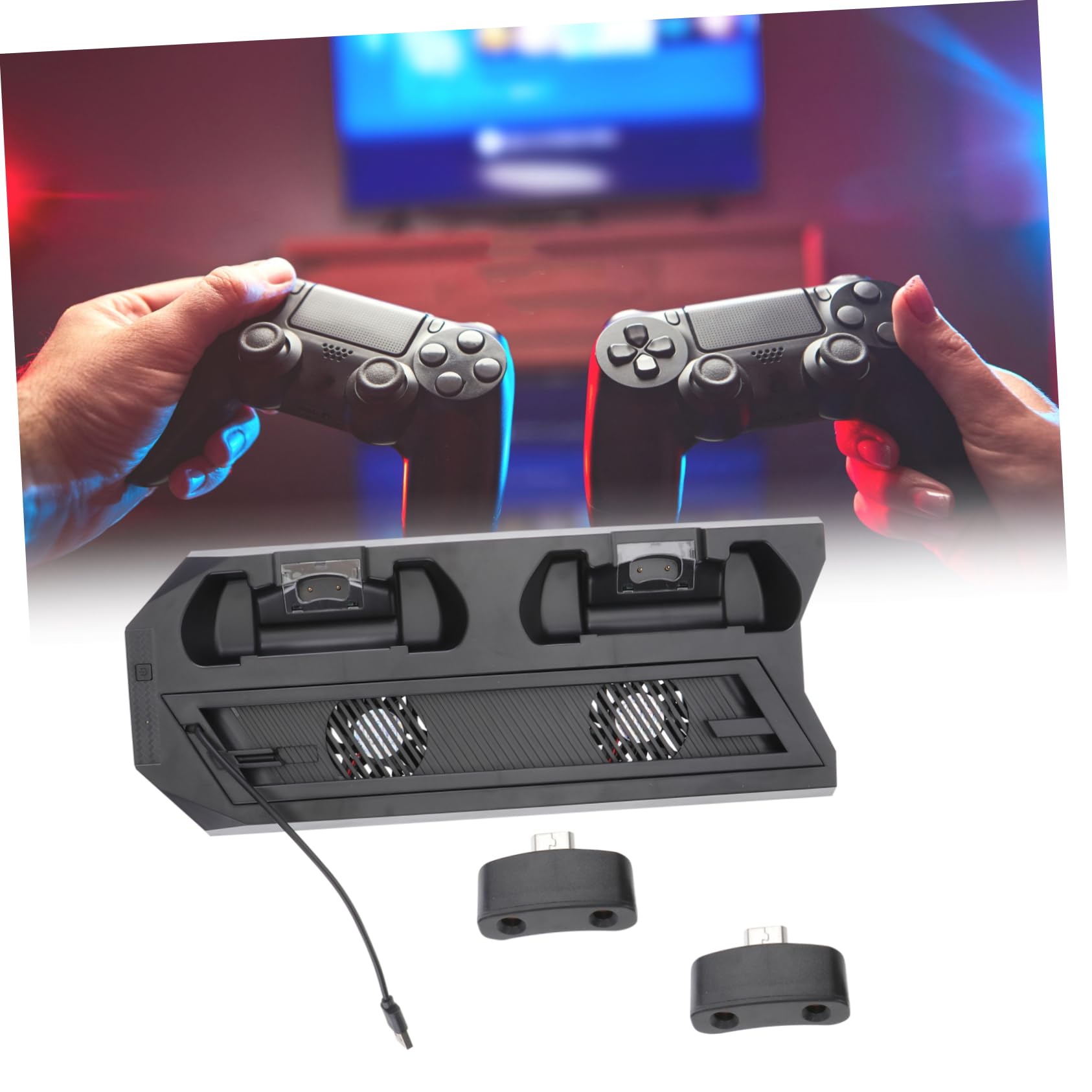 Supporto Di Ricarica Con 2 Ventole Supporto Verticale Per Console Per Doppia Porta Di Ricarica Nera