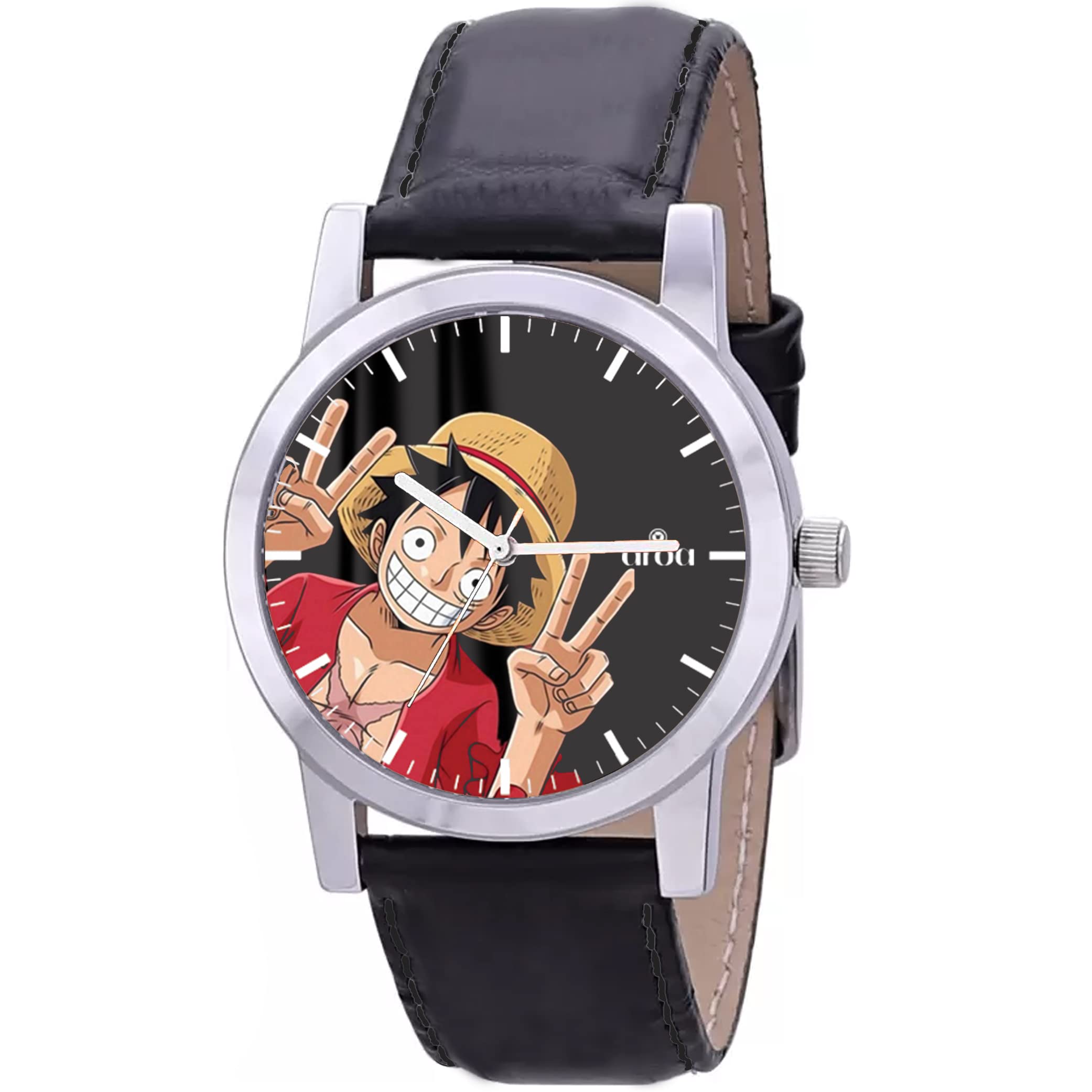 AROA Watch New Watch for One Piece Clip Art Design Model : 050 Steel Metal Type Analog Watch Black Leather Strap Black Dial for Men Stylish Watch for Boys (B0BYDJ6F2G) Amazon Price History, Amazon Price Tracker