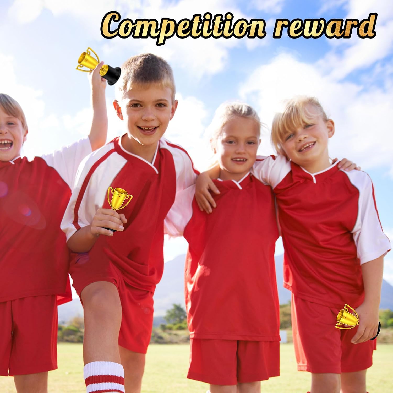 8 Pack Mini Trophies, 4 Inch Gold Trophy Cups, Plastic Golden Trophies, Gold Trophy Award for Rewards, Sports Tournament, Competition Party Favors, Winning Prizes