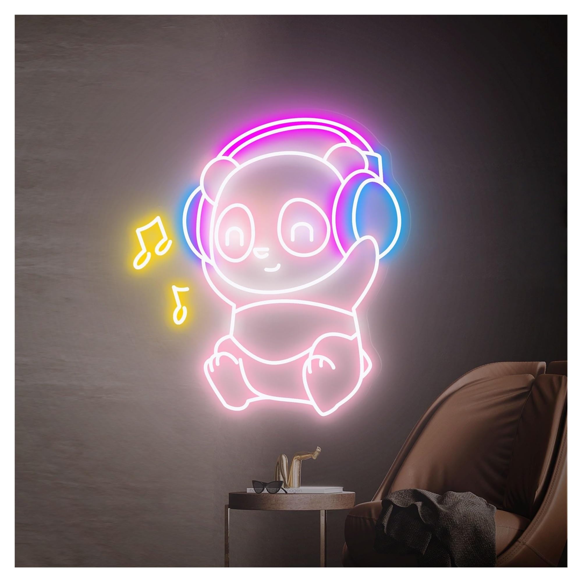 RONGCH Hanging Art Neon Signs Panda Neon Sign, Suitable for Home Bar Decor with Brightness Adjustable 50cm(F)