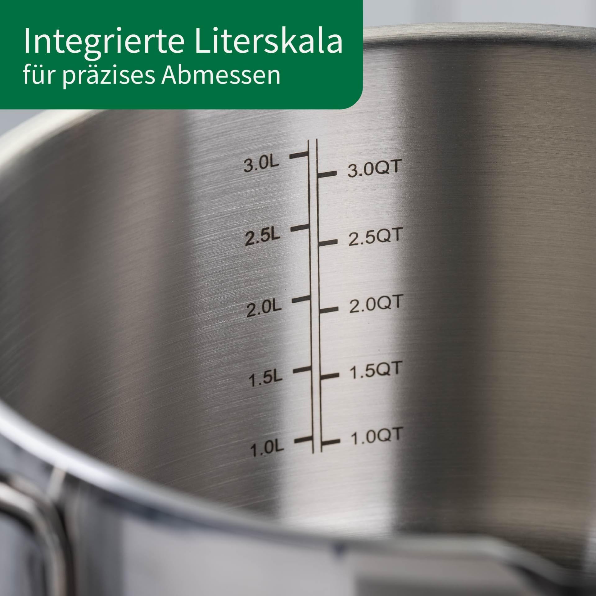 Chefkoch trifft Fackelmann Kochtopf-Set mit Glasdeckel Ø16, 20, 24cm – Aus Premium Edelstahl mit Aluminium-Kern, für alle Herdarten inkl. Induktion