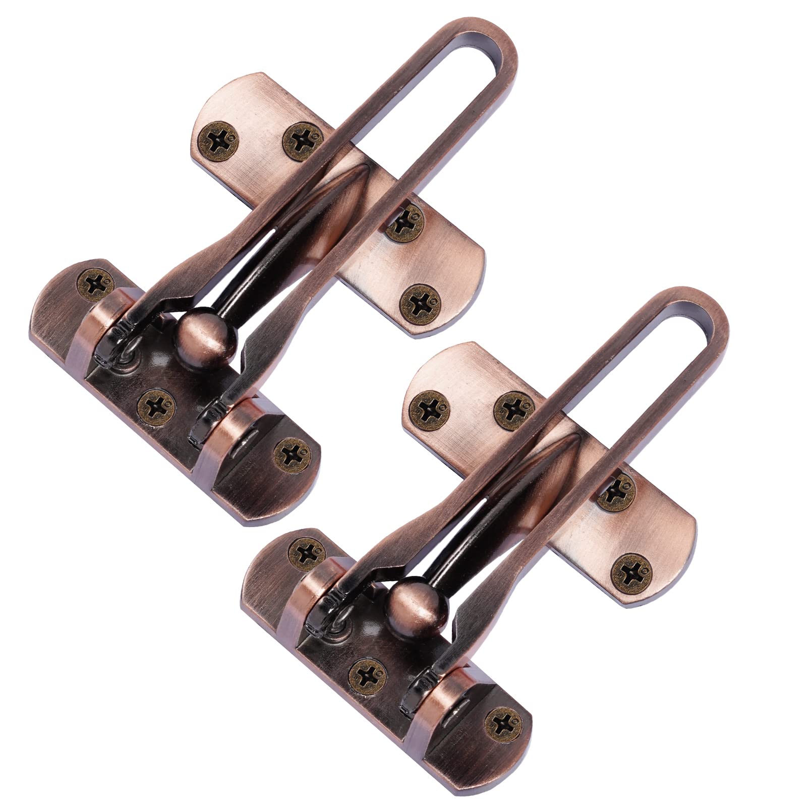 Home Security Door Lock, 2 Pack Latch Guard Clasp Front Door Locks for Kids, Home Reinforcement Lock for Swing-in Doors, Hotel Door Latches, Thicken Solid Aluminium Alloy, Classic Bronze