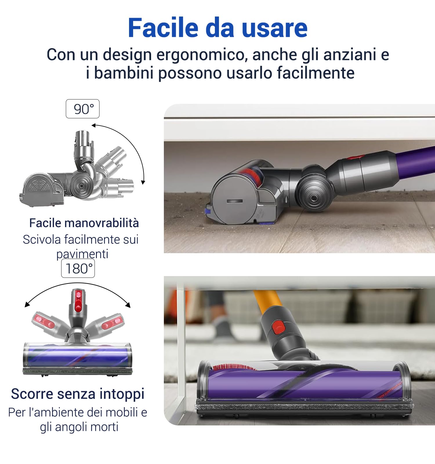 DAMAIYI Spazzola Motorizzata Compatibile per Dyson Aspirapolvere: V7, V8, V10, V11, V15 - Accessorio, Spazzola a Turbina, Spazzola di Ricambio