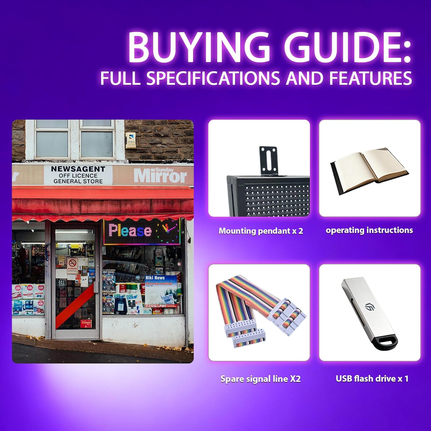 Programmable Led Sign With Full Color Display - Energy Saving and Waterproof Led Message Board for Schools, Shops, and Businesses, Supports wifi Connection,39"x14" - Image 7