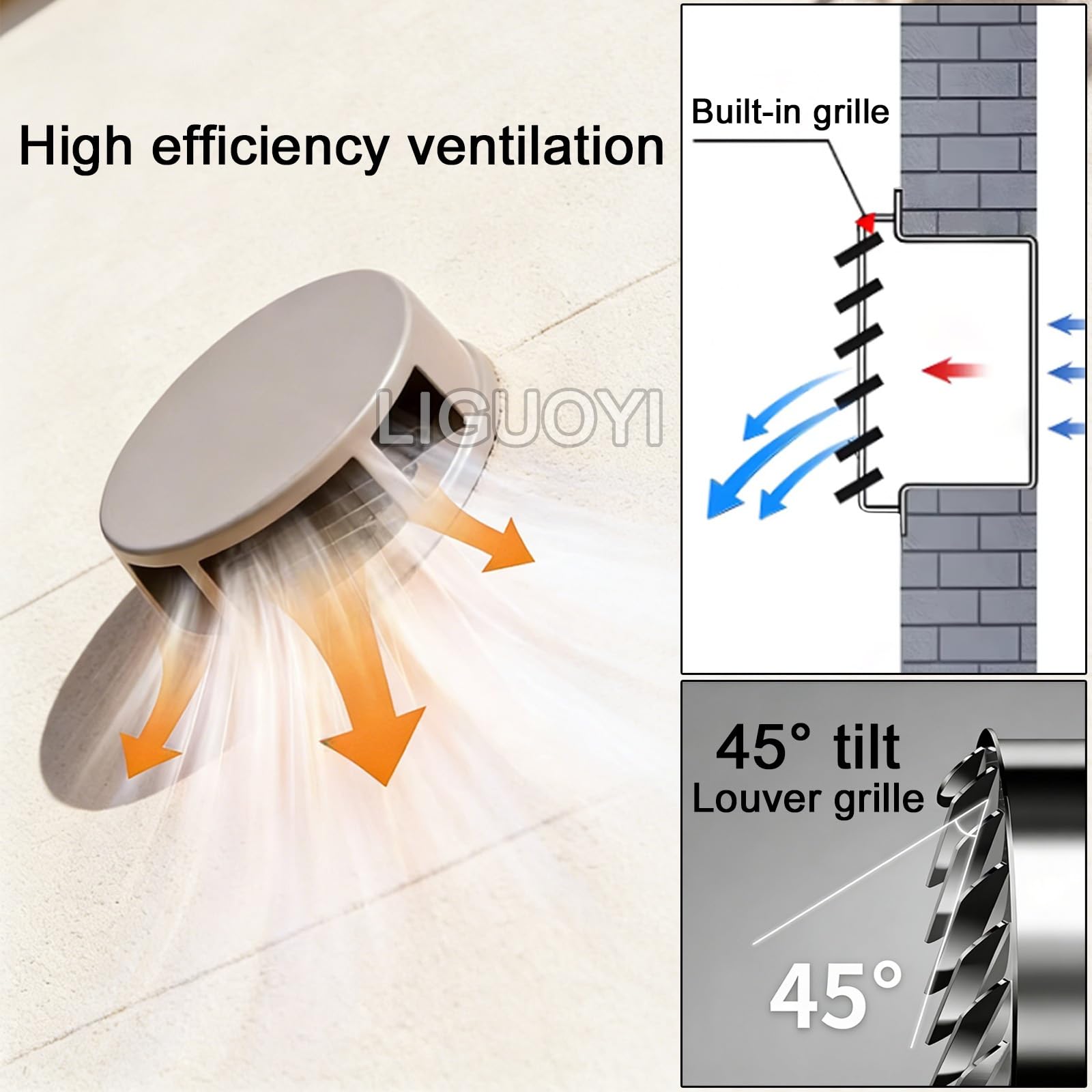 LIGUOYI Rond Grille De Ventilation 70/100/150/180/200mm Grille D'aération En Acier Inoxydable 304 Conduit Aérateur Sortie D'évacuation Hotte Avec Filet Imperméable Et Beau(Beige,200mm)