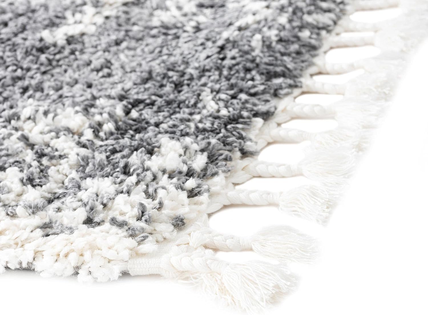 Rugs.com Serenity Shag Collection Rug – 6 Ft Runner Gray Shag Rug Perfect for Hallways, Entryways