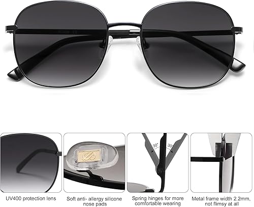 Miniatura 2 de SOJOS - Lentes de sol clásicos cuadrados para mujer y hombre con bisagra de resorte SJ1137