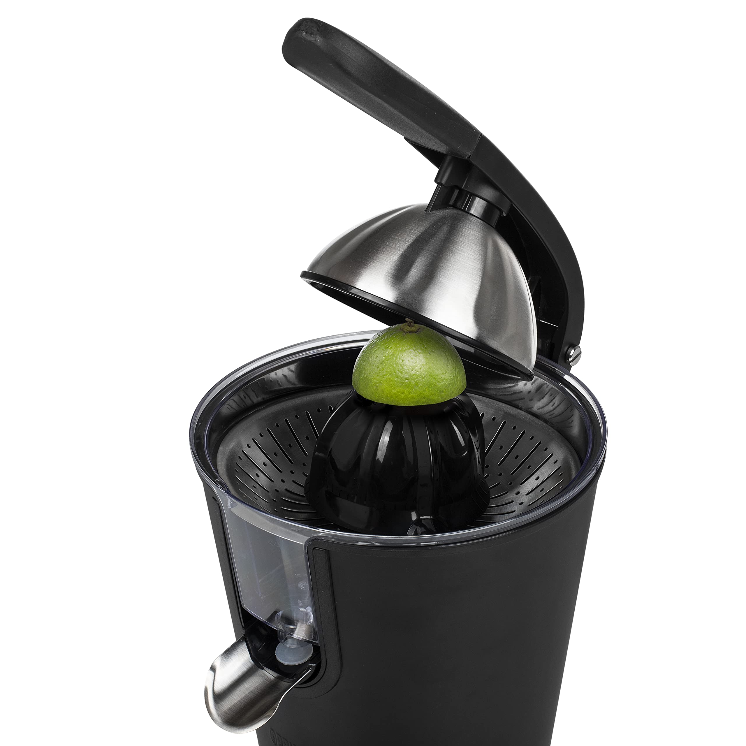 Princess Spremiagrumi Acciaio Black, 160 watt, Acciaio inossidabile, Professionale, Nero