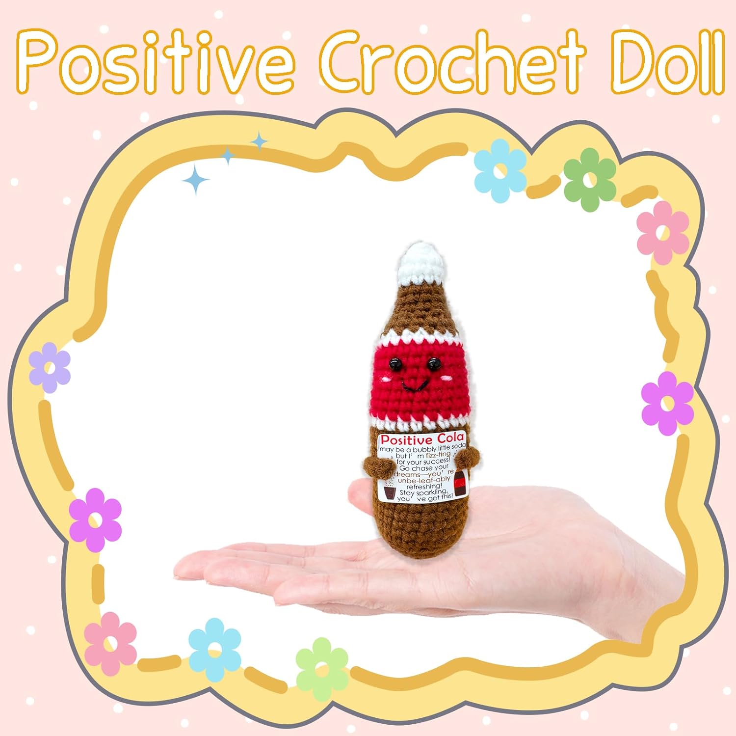 Mini Cute Coke Doll Emotional Support Gift for Women,Positive Handmade Crochet Coke Doll Inspirational Gift for Family and Friends,Cute Desktop Decor - Image 2