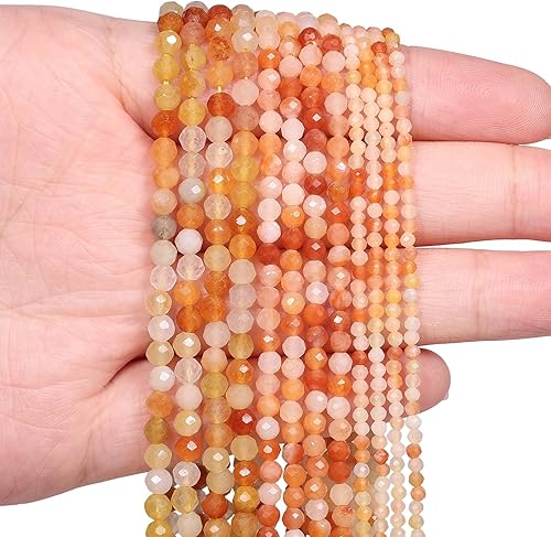 Miniatura 3 de Song Xi 180 cuentas de piedras preciosas de aventurina roja natural de 0.079 pulgadas (0.079 in) para hacer joyas