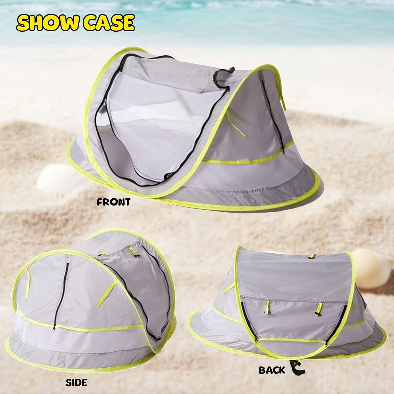 Tente Pop-up Bébé – UV50+, Moustiquaire, Nylon, 108x51x65cm, Avec Piquets Et Sac