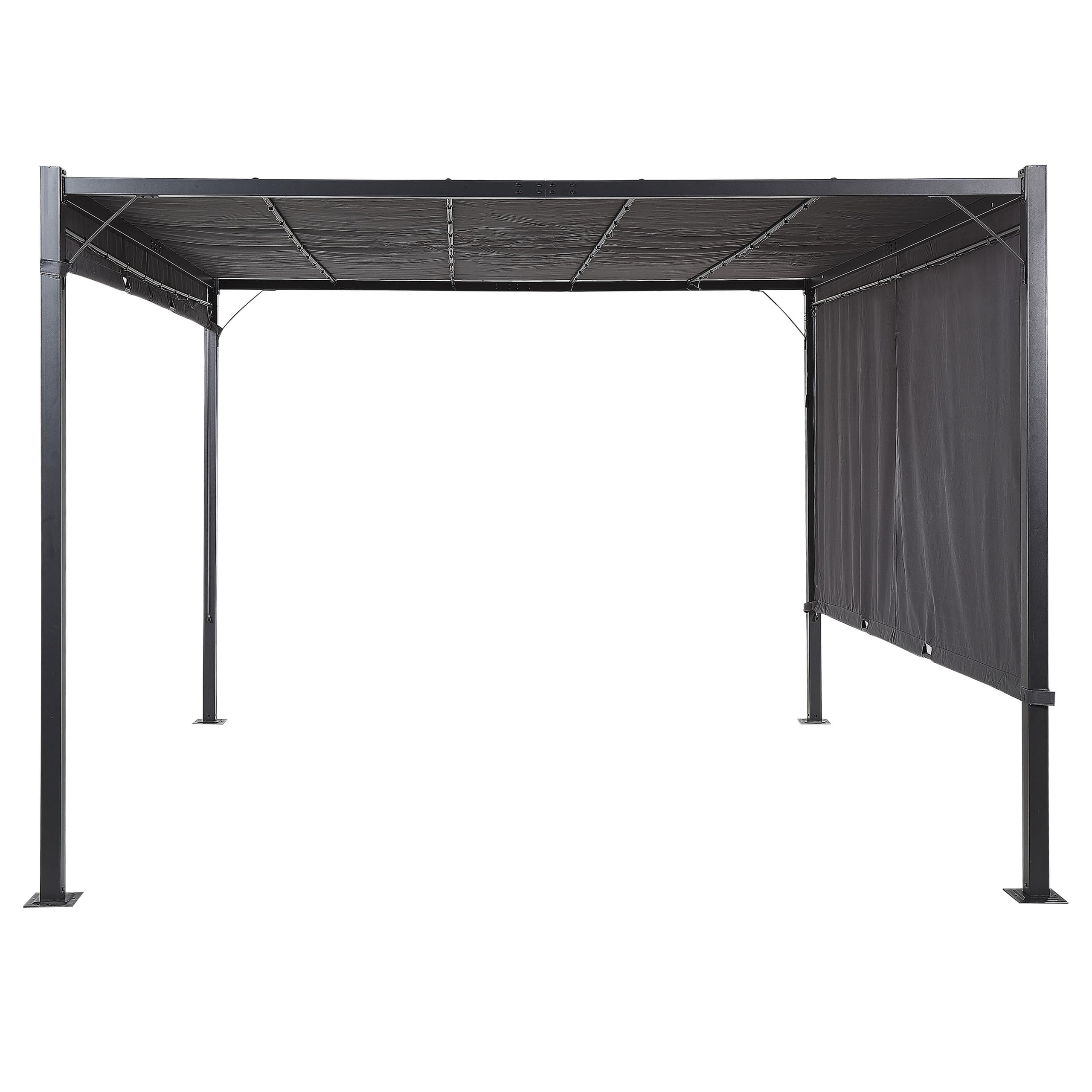 Pawilon ogrodowy LED altana stalowa rama zasłona 310x310cm szary Parga