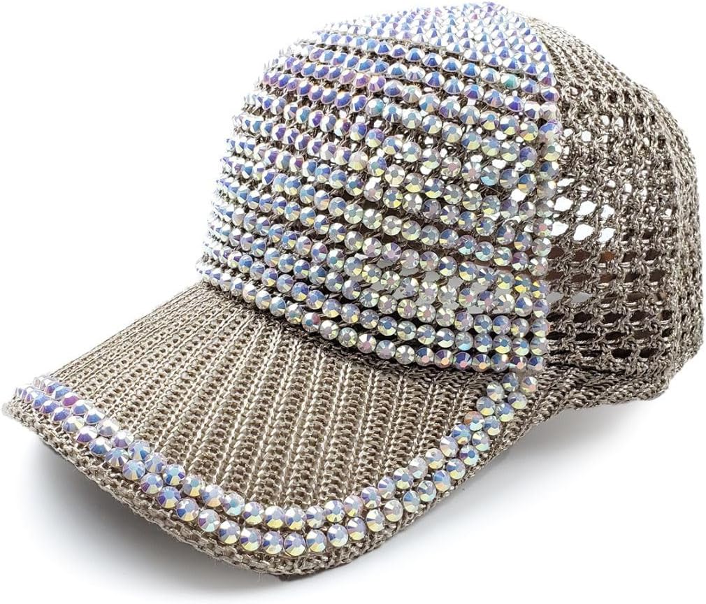 Natalie Mills Women's Black Baseball Cap! Modern Rhinestone Patriotic Hat for Women, Baseball Fans & Event-Goers