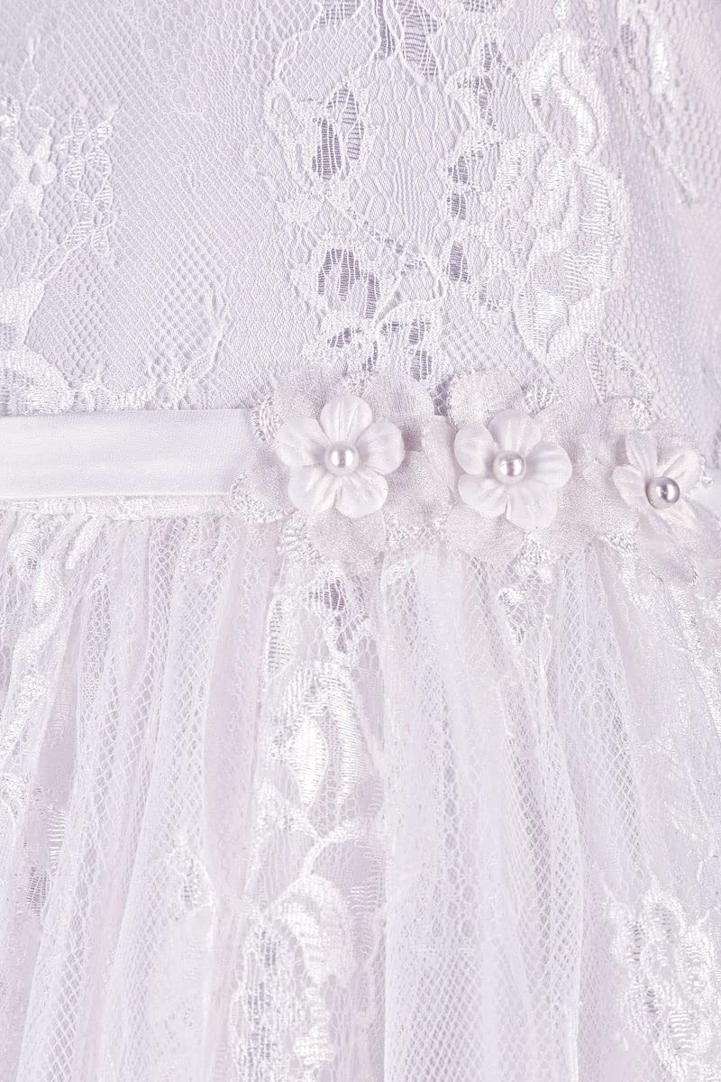 Maila Taufkleid Kommunionkleid weiß Kleid aus feiner Spitze Blumenmädchen Partykleid Festkleid Hochzeitskleid Mädchen Brautjungfer Prinzessin Kleid