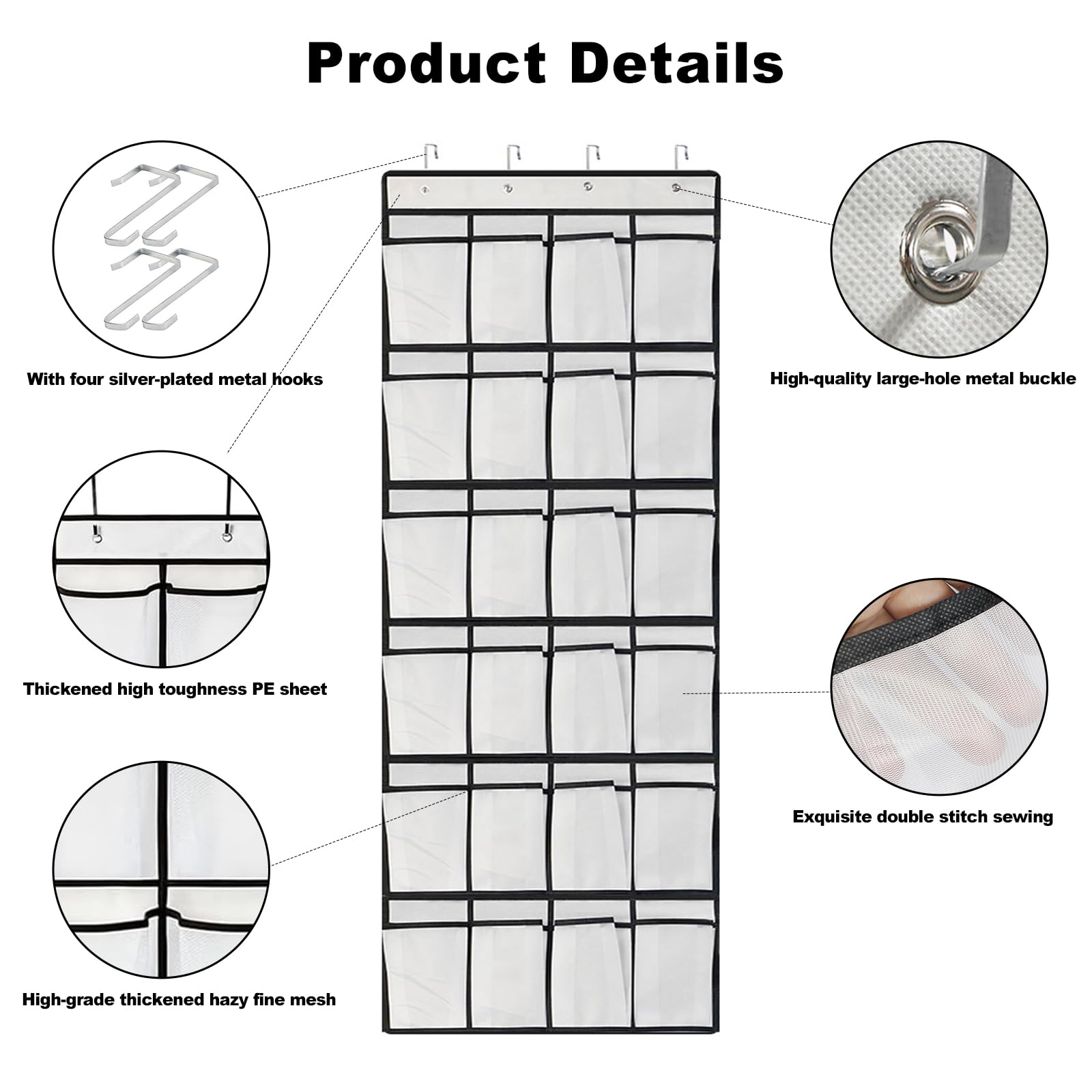 logei Over the Door Organiser for Shoes Hanging Shoe Storage with 24 Pockets, Hanging Shoe Organiser, Storage Bag - Image 3