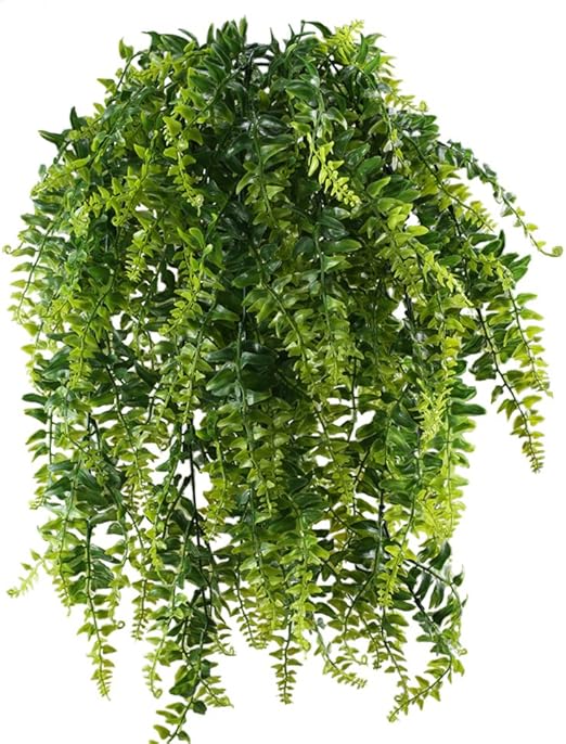 HOGADO 2pcs Artificial Hanging Ferns Plant Fake Plastic