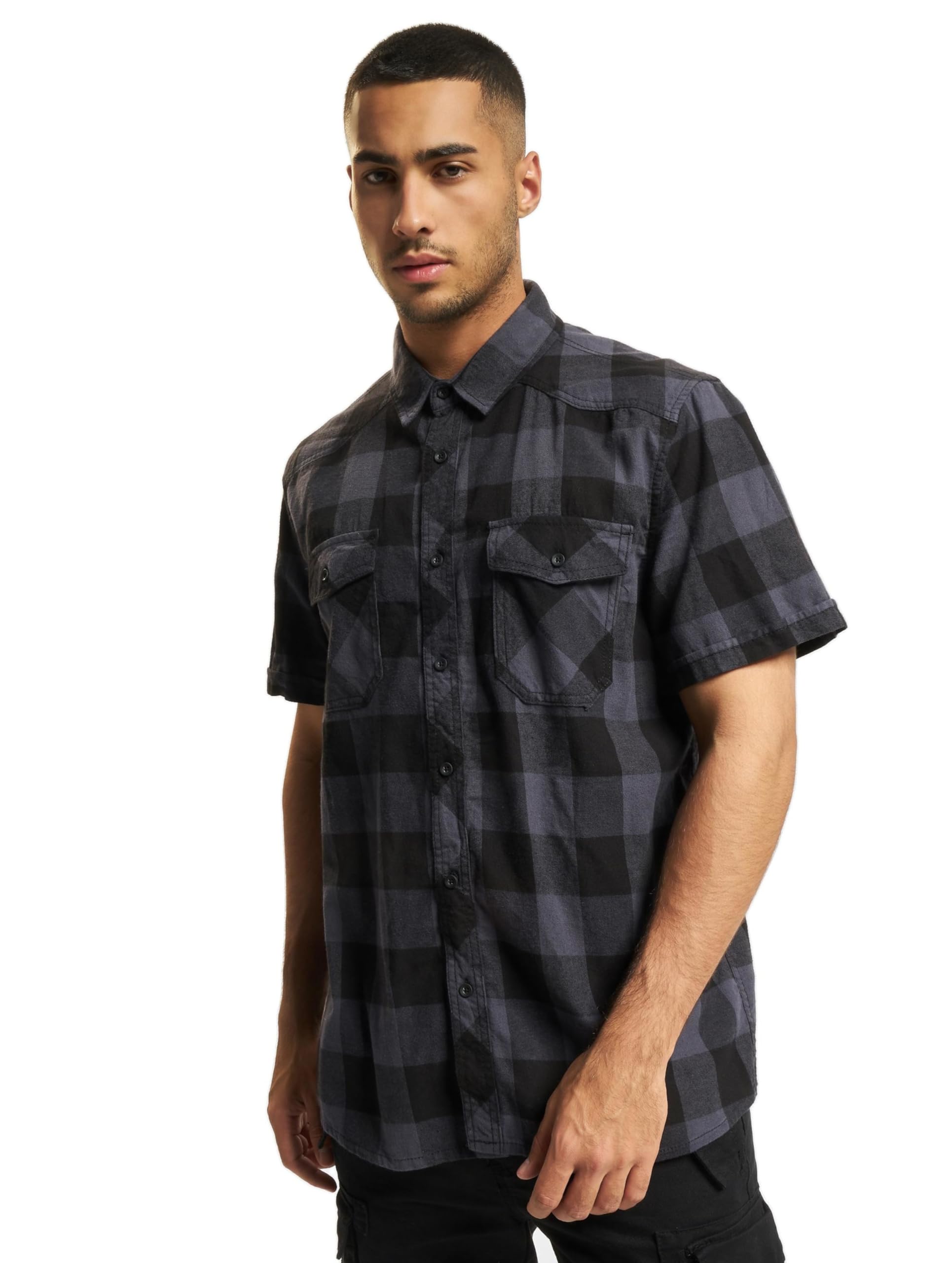 Brandit Check Shirt Short Sleeve, color: black/grey, size: 4XL