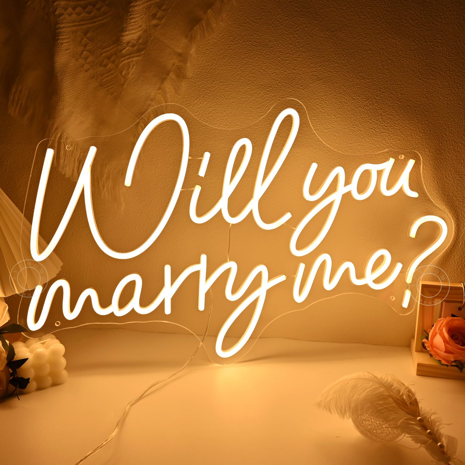 SYLHOME Large Will You Marry Me ? Led Neon Light Sign 23.6 inches Hanging Proposal Wedding Party Wall Sign Decor Engagement Valentines Day For Girlfriend Bridal Shower 12V 23.6"X14.2"