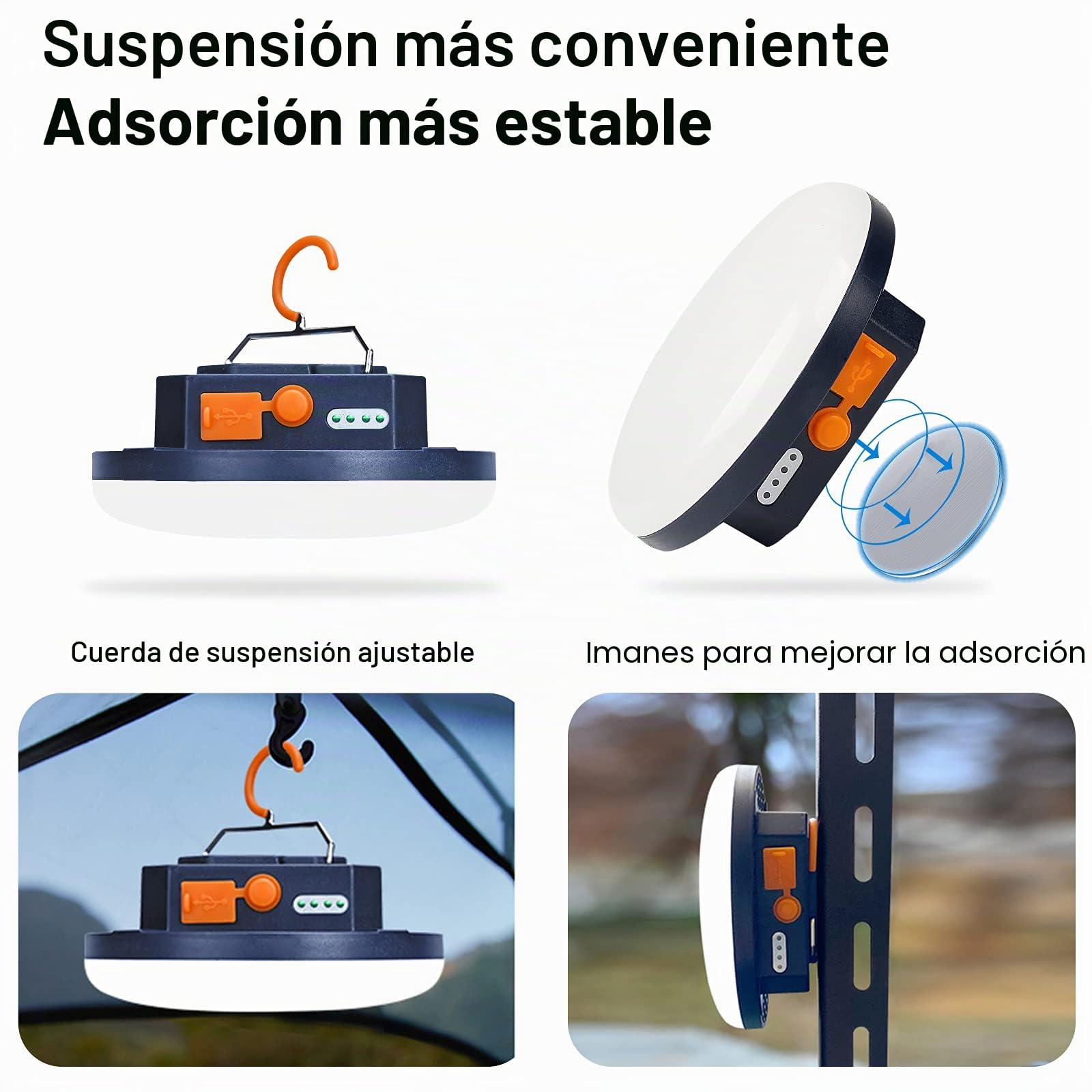 Linterna Camping LED, 5600mAh Power Bank Recargable Lámpara Camping ,2000LM Foco para Tienda, IP65 Impermeable Portátil Luz de Emergencia para Pesca,Senderismo,Apagón (15W)