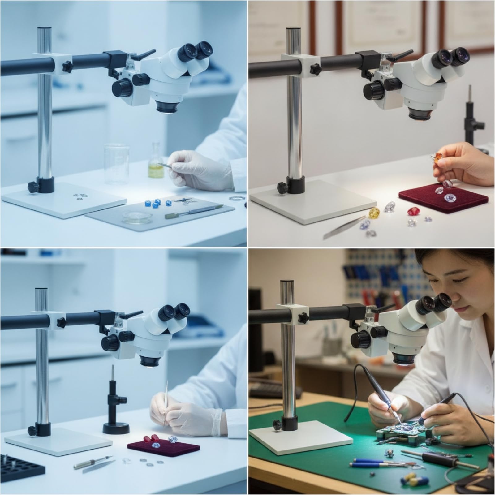 Qianly Stereomikroskop 7x-45x Binokularmikroskop hochwertig Mikroskop mit Metallstativ für Elektroniker, Schmuckherstellung, Gravurarbeiten