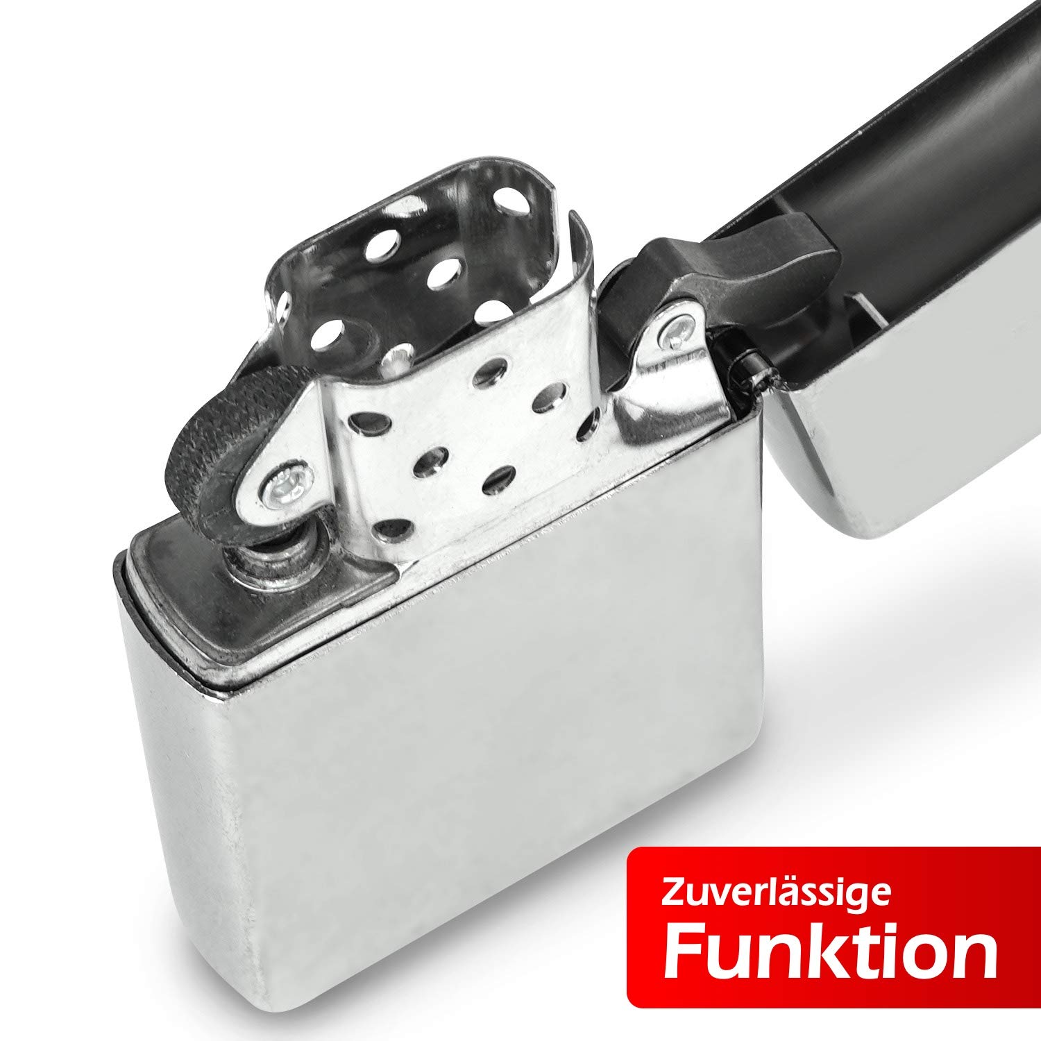 Zippo-Store Zippo Sturmfeuerzeug Geschenk-Set - 1 Flasche Benzin (125ml) - 6 Feuersteine - mit Gravur - inkl. Geschenketui - Wind- und Wetterfest Motiv Original-Exklusive