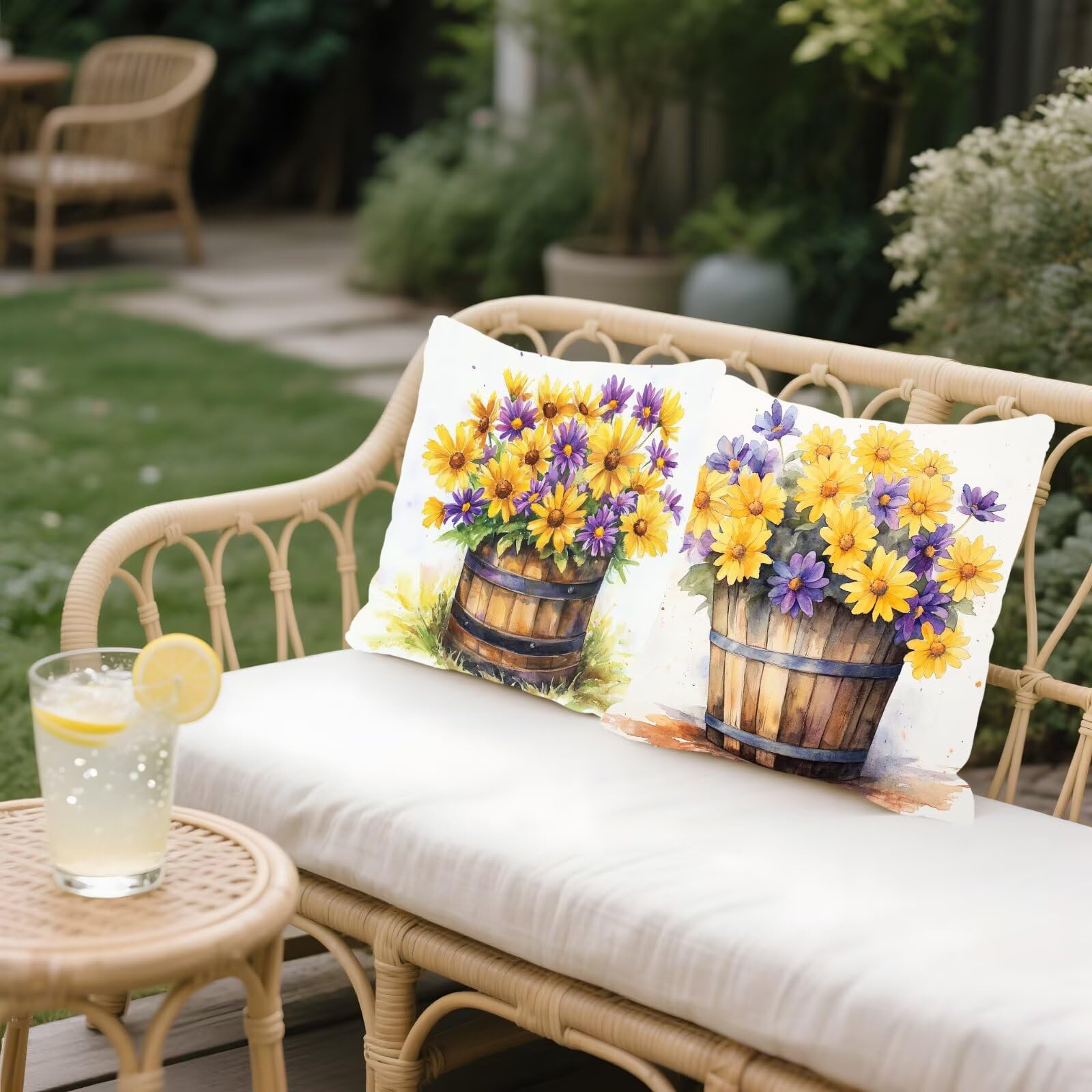 Federe Cuscini Divano 45x45cm, Federa Cuscino Fiori Giallo Quadrati Copricuscini Super Morbido Copri Cuscini Per Divano, Cuscino Decorativo da Esterno Giardini, Per Soggiorno Camera Divani Sedie P-281