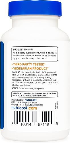Miniatura 4 de Nutricost Suplemento de extracto de germen de trigo de espermidina, 1500 mg de extracto de germen de trigo, 120 cápsulas – 15 mg equivalente de