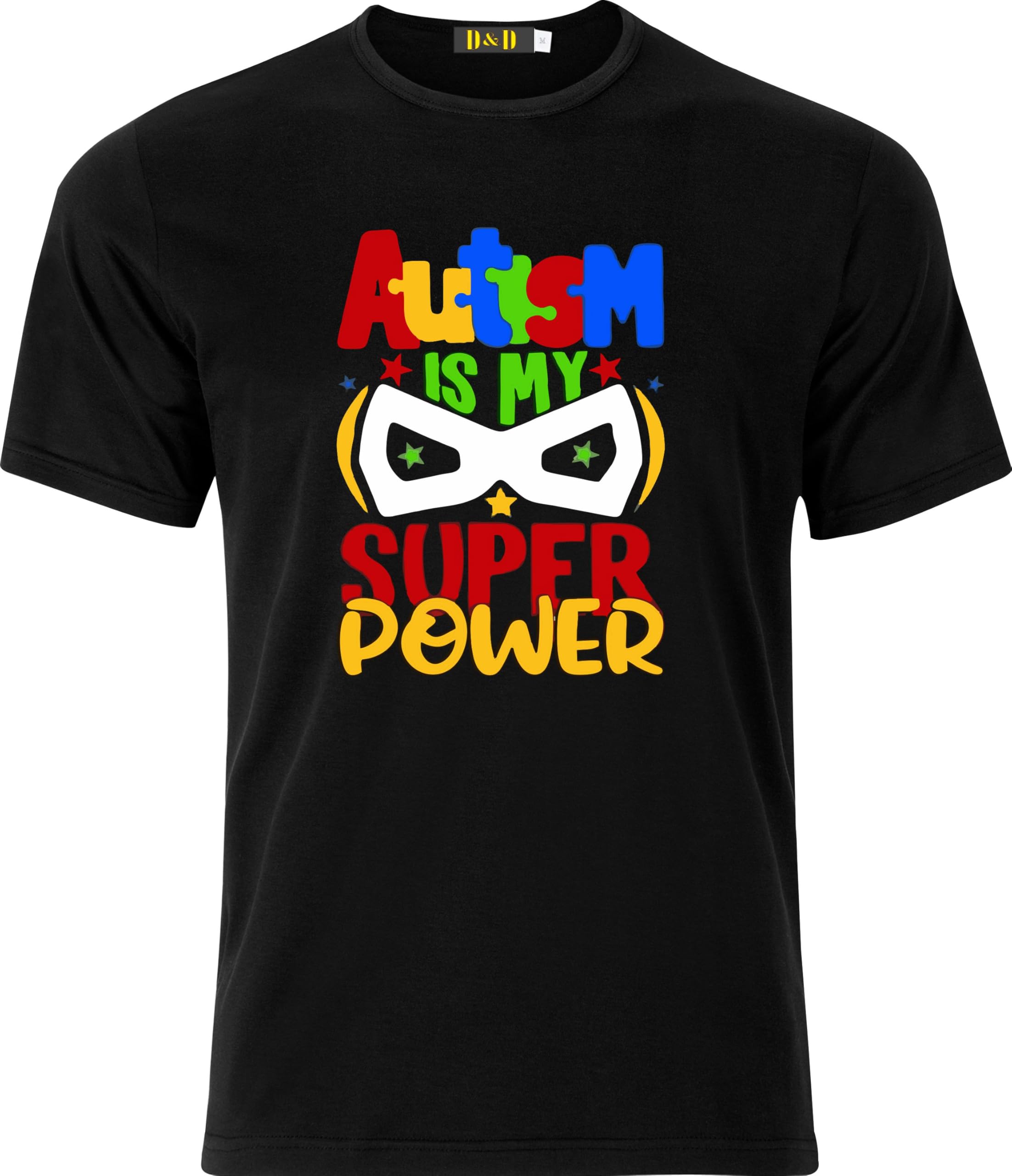 magic moments Adult DTF T-Shirt Autism is My Super Power (UK, Alpha, L, Regular, Regular, Black)