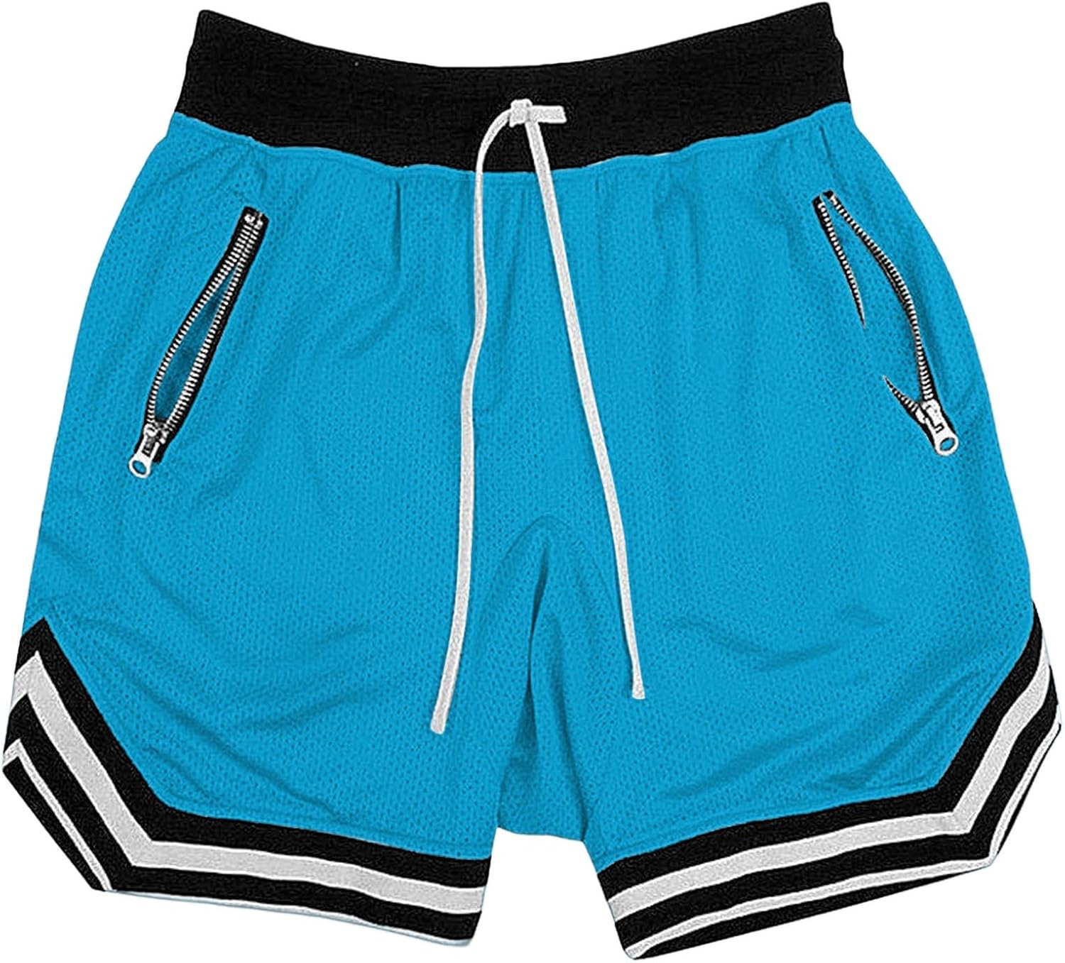 Men's Striped Quick-Dry Shorts Workout Moisture-Wicking Shorts Elastic Waist Pant with Pockets for Gym Running Sports