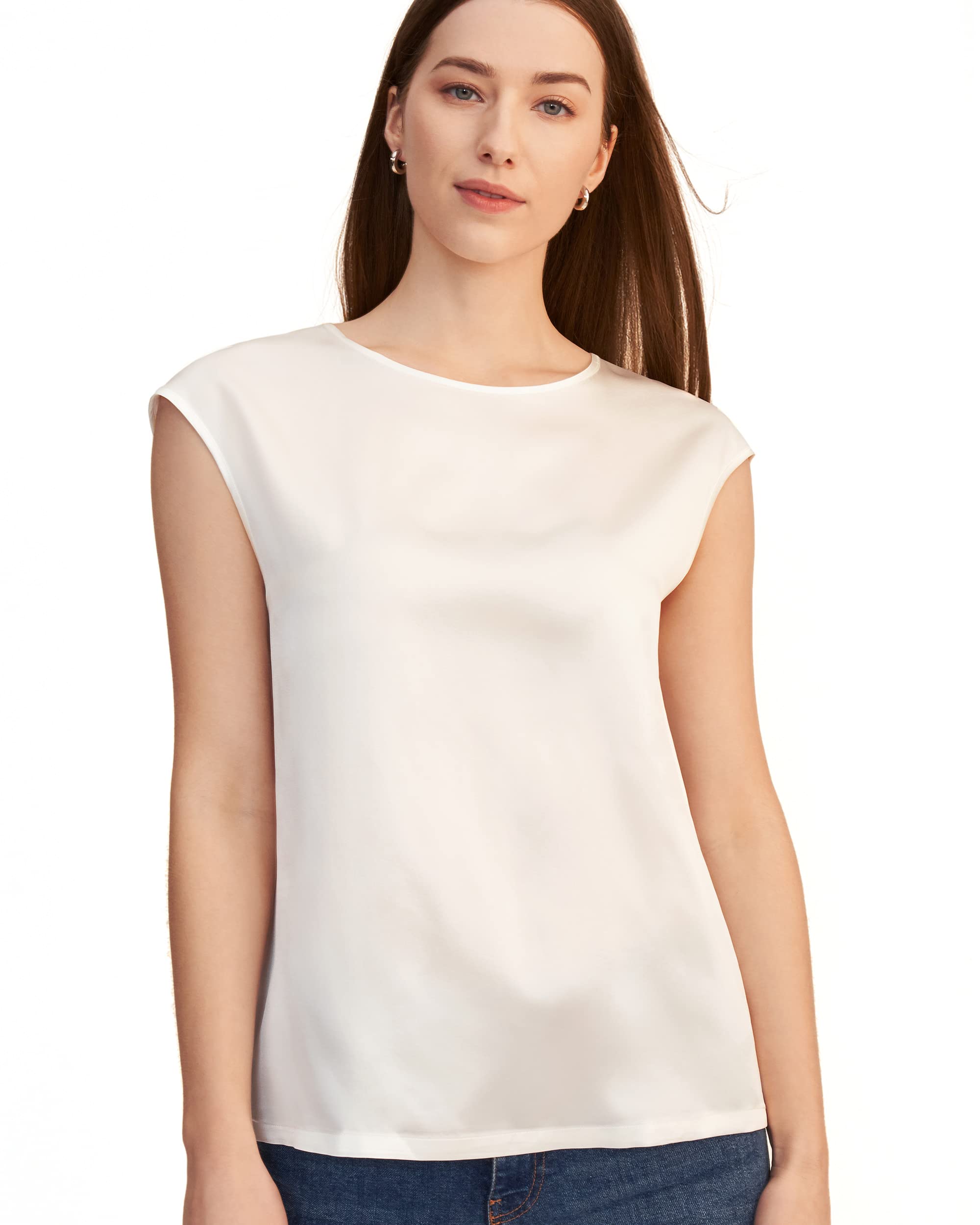 LilySilk Seide Tunika T-Shirt Damenhemd Seidenhemd Bluse Damen Kurzarm Rundkragen Verpackung MEHRWEG