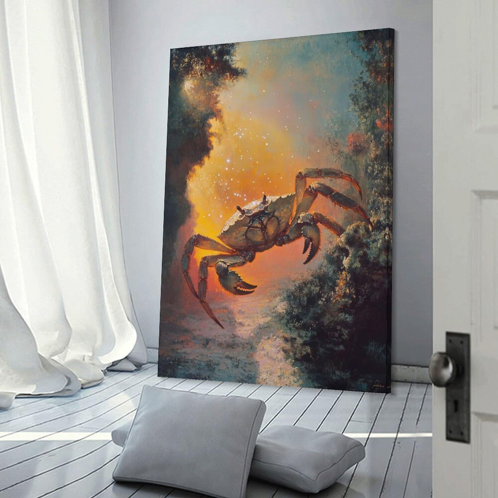 Junmoney Frame-Style-7 Crab In A Mystical Setting Wall Decor Canvas Print, 16X24inch(40X60cm), For Flats, Guest Rooms Or Compact Rooms, A Simple Refresh For Blank Walls