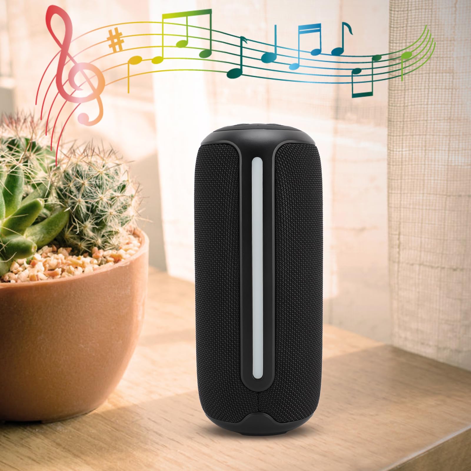 Przenośny Głośnik Bluetooth, Wodoodporny Głośnik IPX4 z Kolorowymi Migającymi światłami, Wbudowana Bateria 3600 MAh, Cały dzień Odtwarzania, Parowanie TWS, Mały Głośnik do Domu /